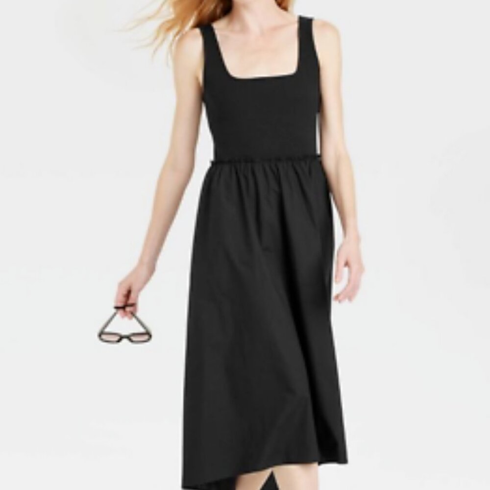 NWOT a new day Black Ballet Hi Low Midi Sleeveless Ribbed Tank Dress Size S
